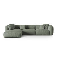 ECKSOFA modular links Martina aus strukturiertem Stoff moosgrün 3 Sitzplätze - Salbeigrün, Textil (176/332cm) - Micadoni