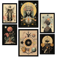 POSTER Set Mit 6 Mystischen Esoterischen A3 & A4 Schwarzer Rahmen - Schwarz, Papier (29/3cm) - Nacnic