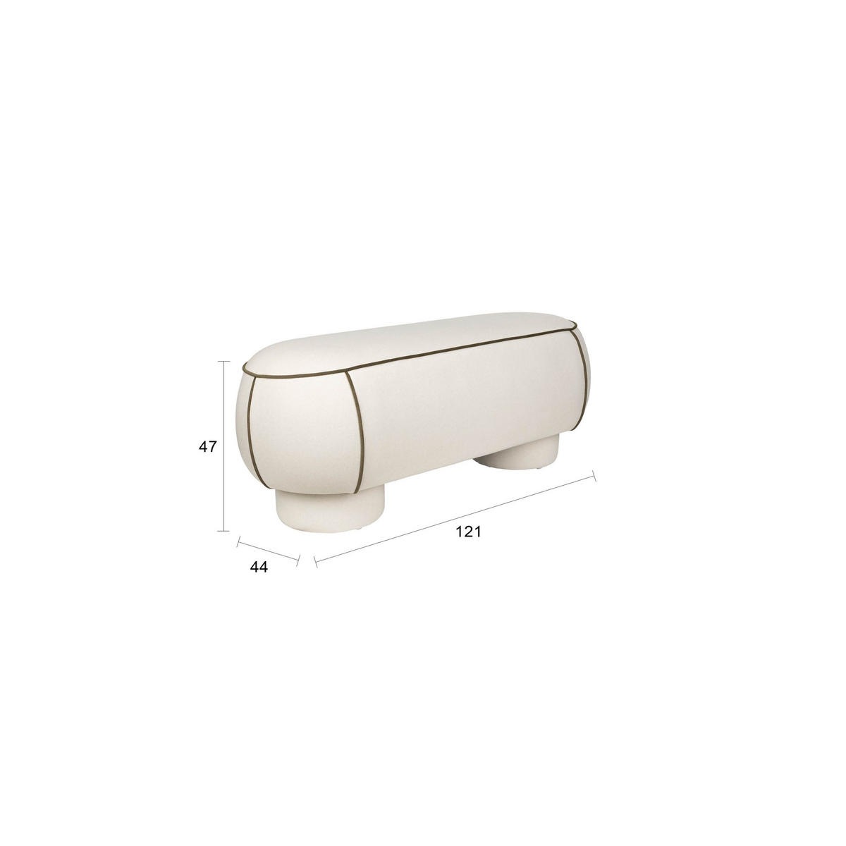 SITZBANK Marina Hocker L Weiß - Weiß, Kunststoff (121/47/44cm) - Housecraft Living