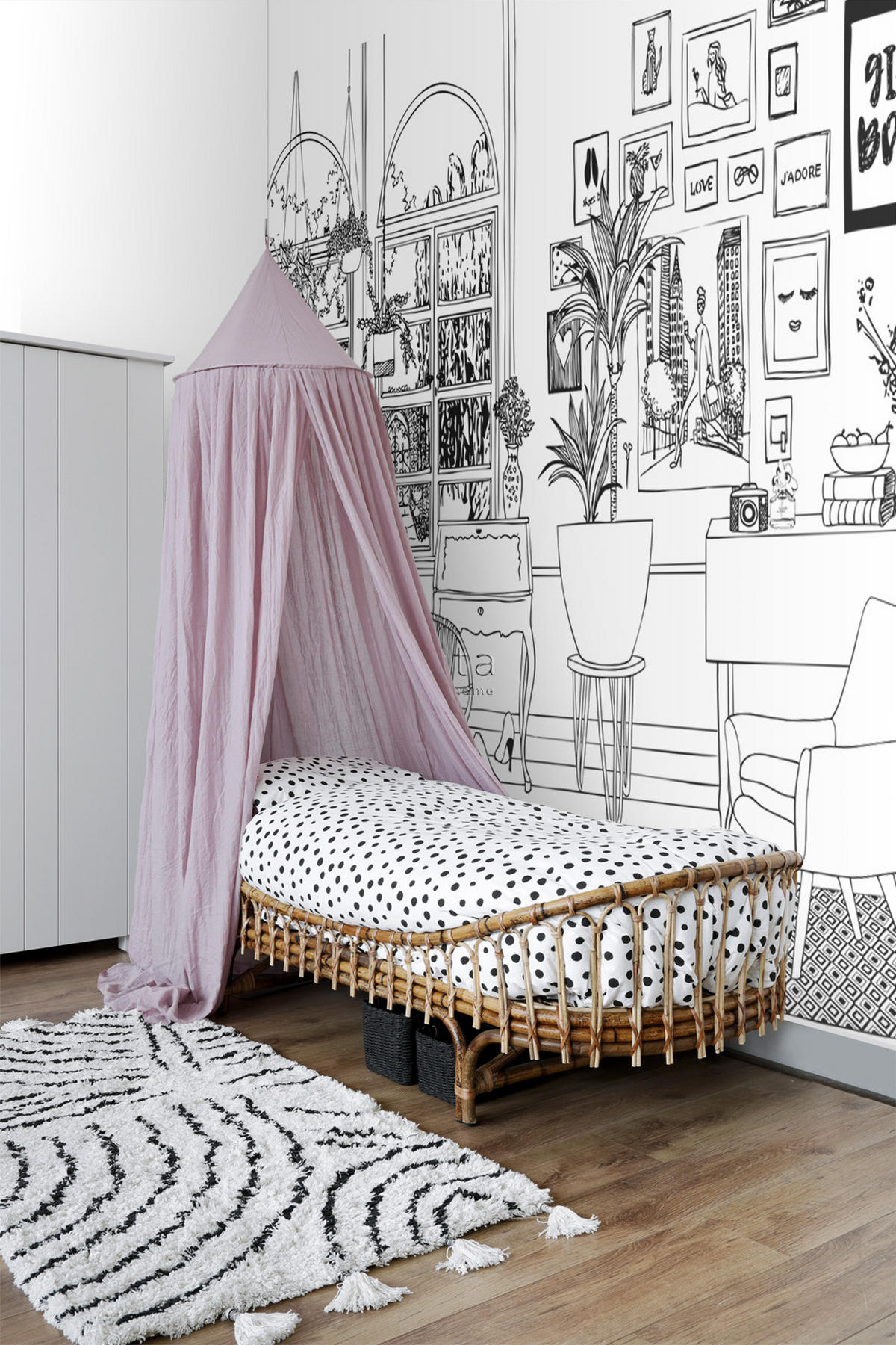 FOTOTAPETE Wohnzimmerzeichnung 511.5 x 279 cm - Schwarz, Papier (511.5/279cm) - ESTAhome