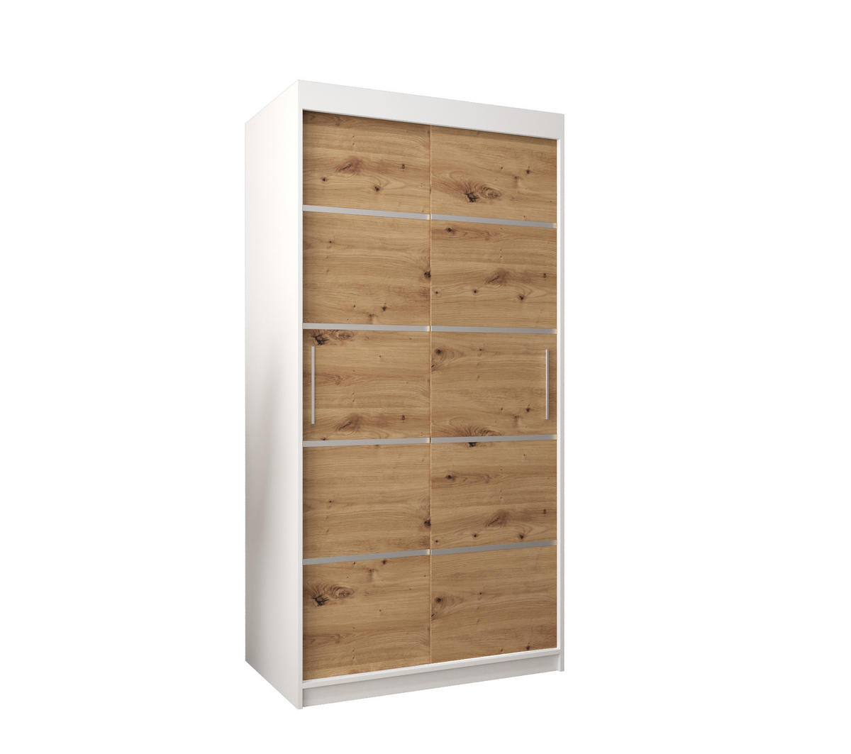 SCHWEBETÜRENSCHRANK 200/100/62 2-türig - Silberfarben/Eiche Artisan, Holz/Kunststoff (100/200/62cm) - Abiks Möbel