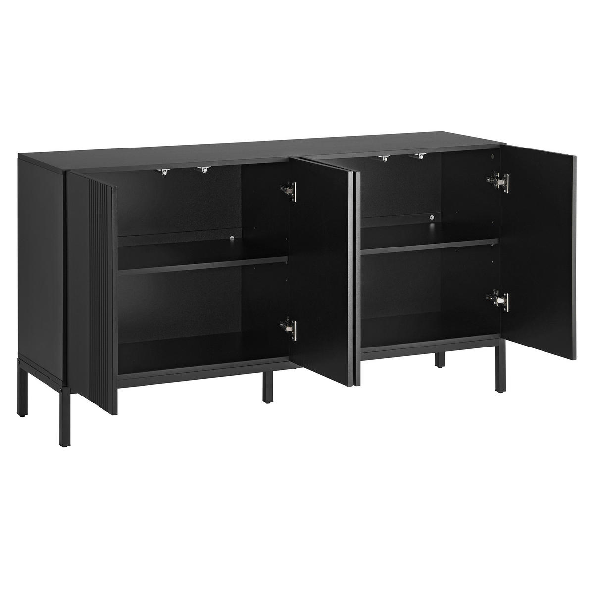 SIDEBOARD 145/42/80 cm schwarz aus MDF mit verstellbaren Einlegeböden - Schwarz, Holzwerkstoff (145/80/41.5cm) - OKWISH