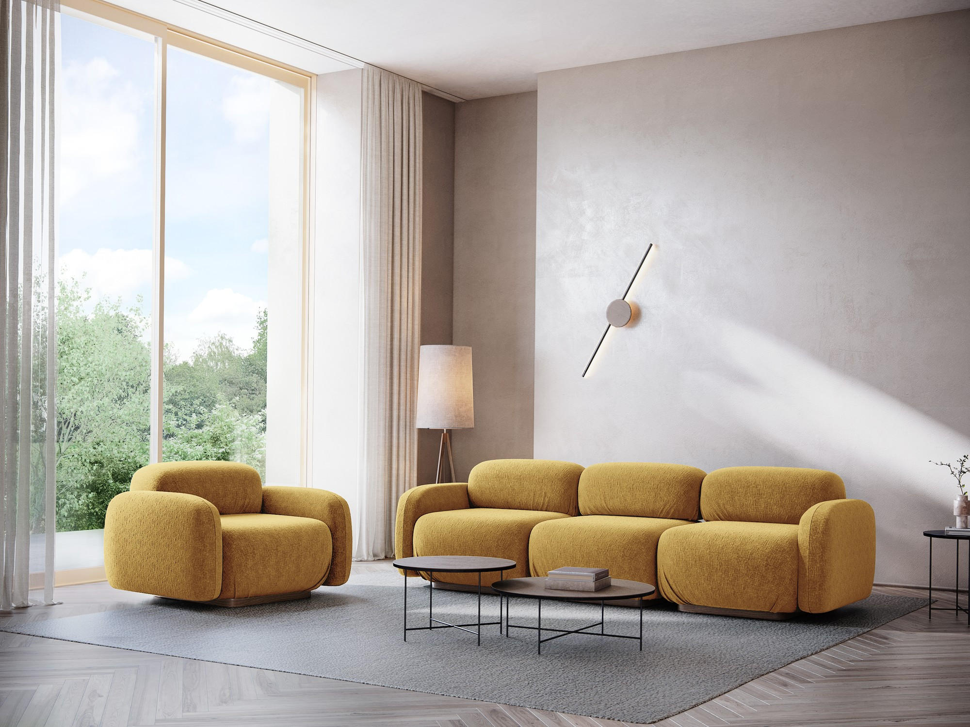 Thumbnail - Makamii Sofaelement, Currygelb, Textil, 1-Sitzer, Füllung: Schaumstoff, 95x73x95 cm, Made in EU, Wohnzimmer, Sofas & Cou...
