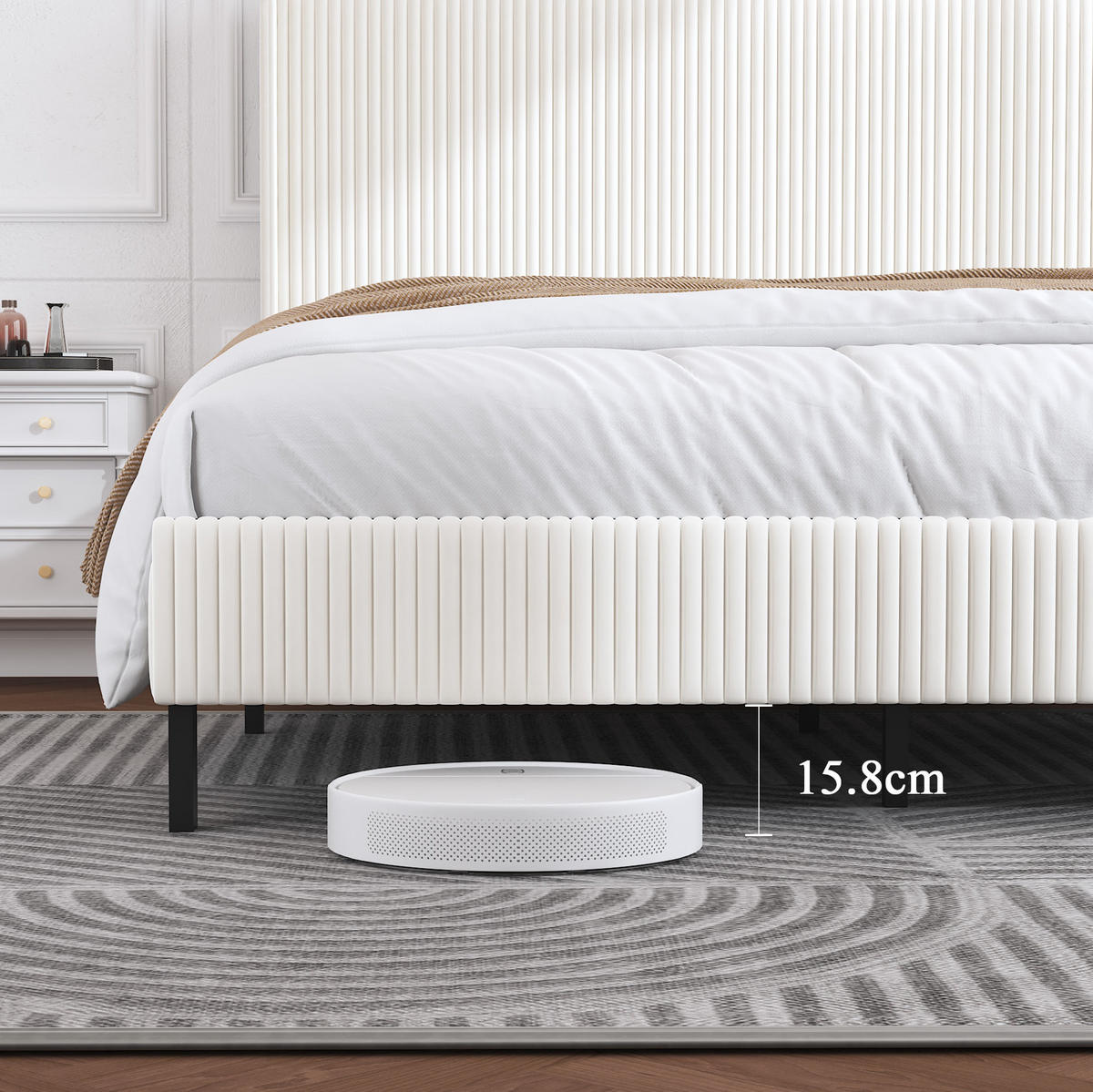 POLSTERBETT 140/200 cm mit Cordbezug, geräuscharmem Metallgestell und Flügelkopfteil, Beige, Creme - Creme, Textil (140/200cm) - Redom