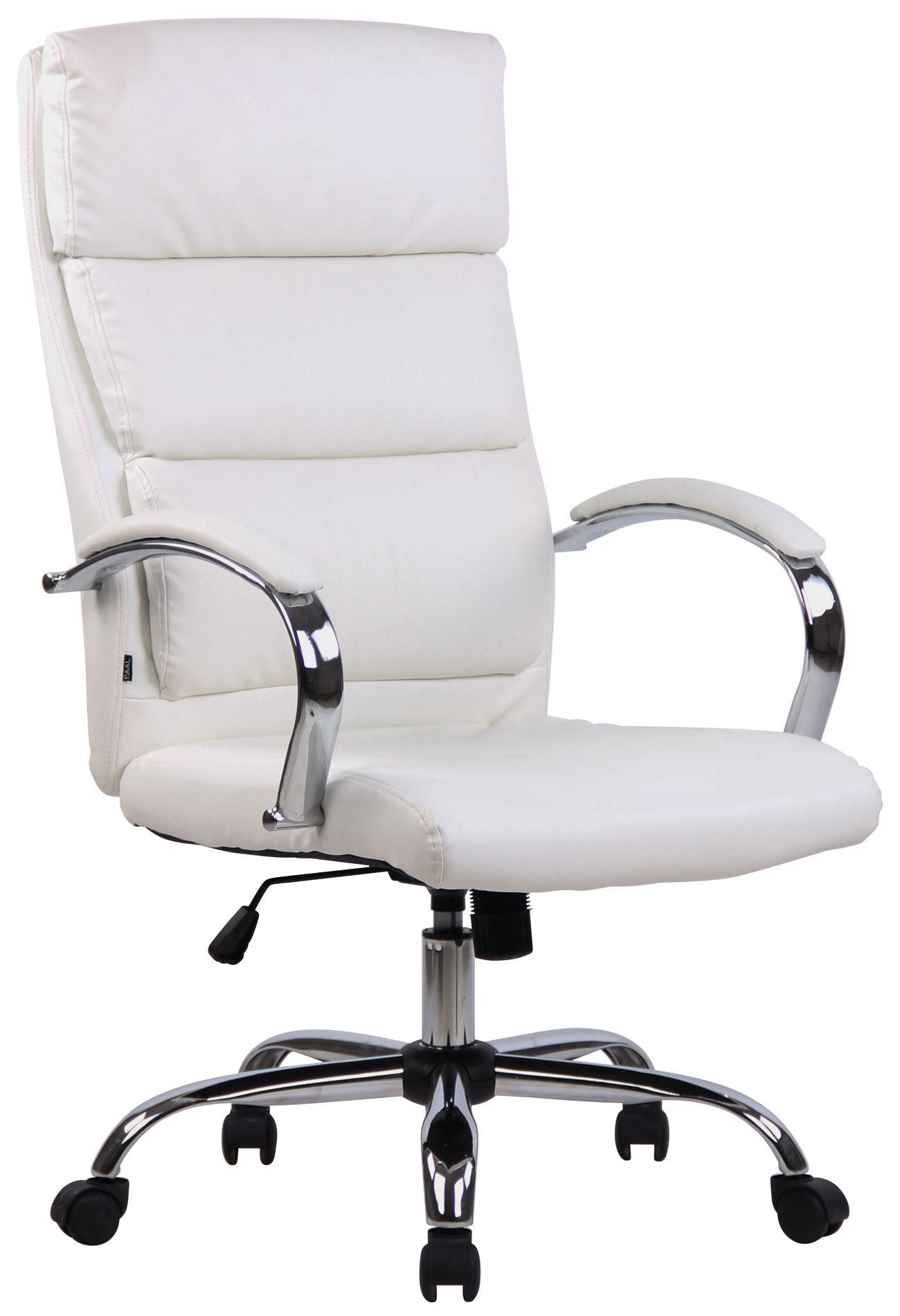 CHEFSESSEL Lederlook weiß - Chromfarben/Weiß, Textil/Metall (64/112/70cm) - CLP