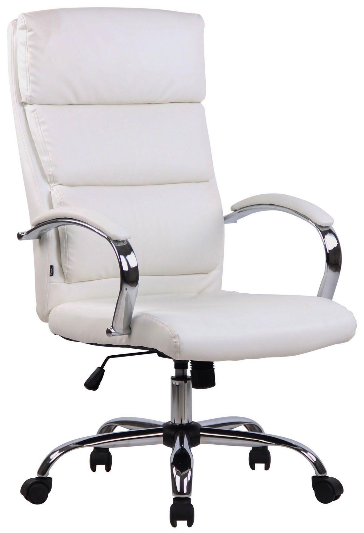 CHEFSESSEL Lederlook weiß - Chromfarben/Weiß, Textil/Metall (64/112/70cm) - CLP