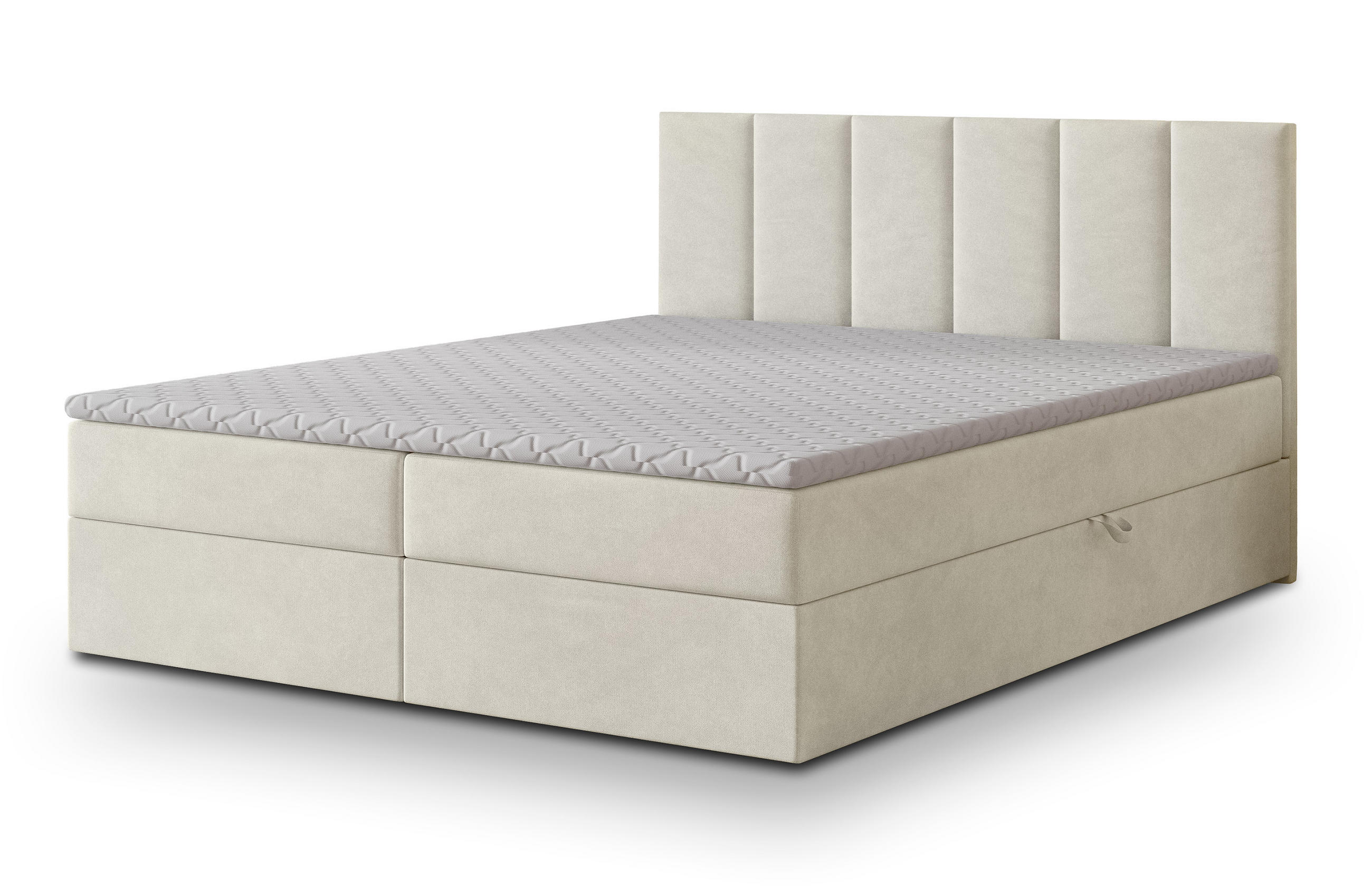 BOXBETT MERIL 160x200 cm mit Matratze und Topper - Creme - Creme, Holz (160/200cm) - MASSENO