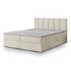 BOXBETT MERIL 160x200 cm mit Matratze und Topper - Creme - Creme, Holz (160/200cm) - MASSENO