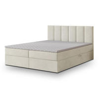 BOXBETT MERIL 160x200 cm mit Matratze und Topper - Creme - Creme, Holz (160/200cm) - MASSENO