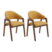 STUHL mit Armlehnen 2er-Set - Strukturstoff & Kautschukholz - Gelb & Dunkel-Natur - SOLUNA - Gelb, Textil (53.5/82/56cm) - Vente-Unique