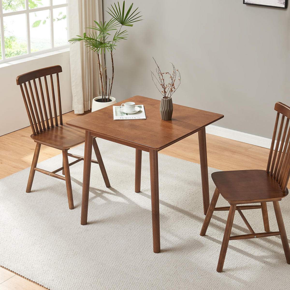 JÍDELNÍ STŮL Klijori - barva vlašského ořechu, dřevo (75/75/73.5cm) - [en.casa]