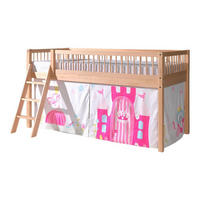 HALBHOHES BETT Kelci 90x200 Textilset Princess Buche Massivholz natur - Buchefarben, Holz (90/200cm) - 58aufmkessel