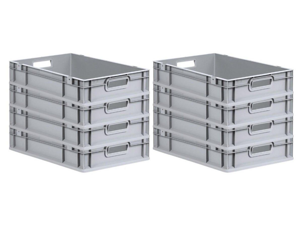 EUROBOX 8x Nextgen Economy Griffe Offen 12x40x60cm 23 Liter - Grau, Kunststoff (40/12/60cm) - PROREGAL