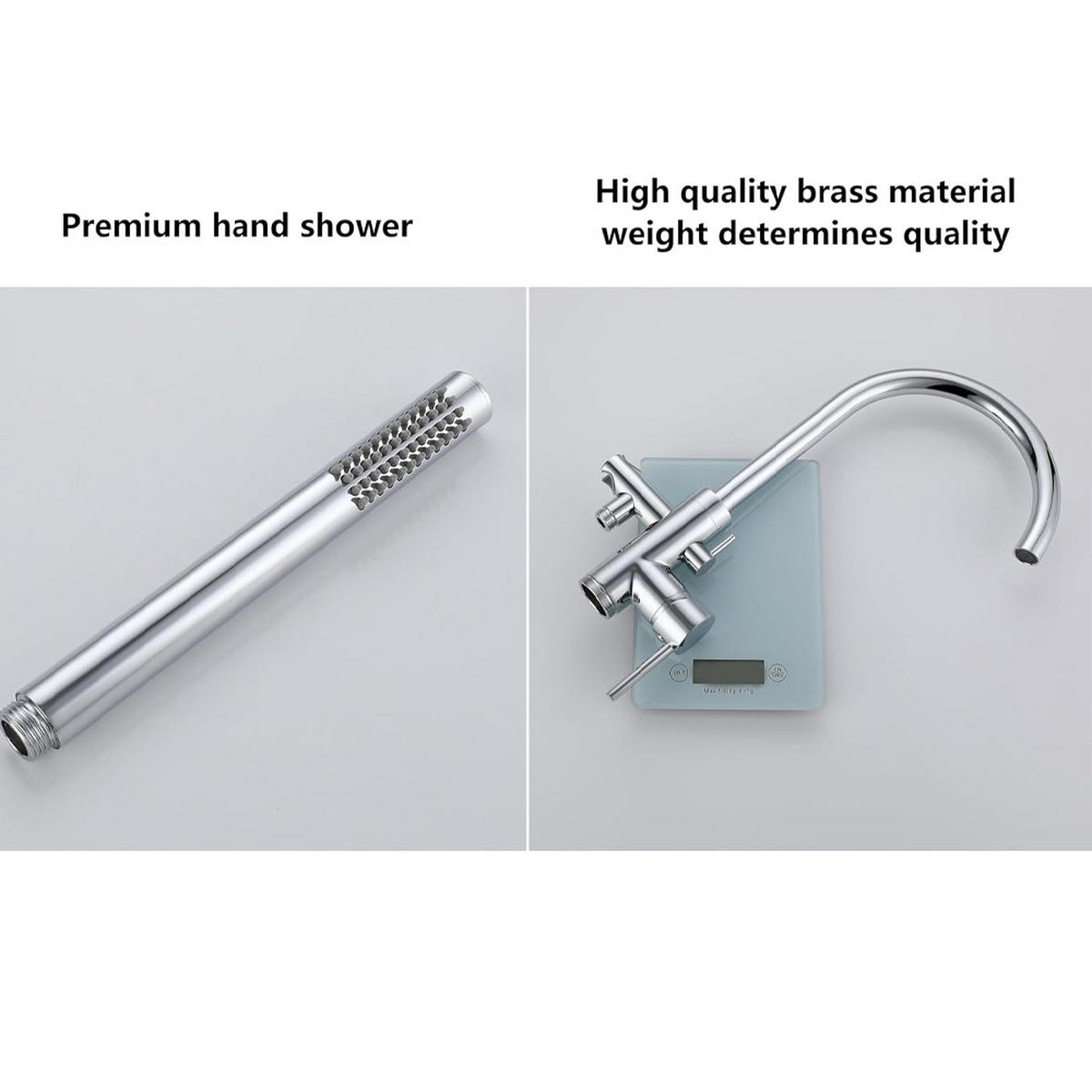 BADEWANNENARMATUR freistehend mit Handbrause, 360° schwenkbarer Auslauf, 2 Griffmodi, verchromt - Silberfarben, Metall (15/105/21cm) - TVTIUO