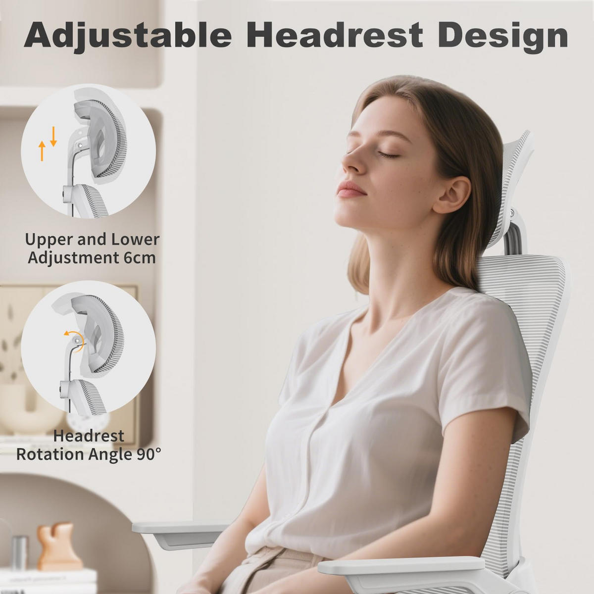 DREHSTUHL Webstoff Weiß-Grau ergonomisch klappbare Armlehnen - Grau, Kunststoff (24/48/53cm) - Rattrix