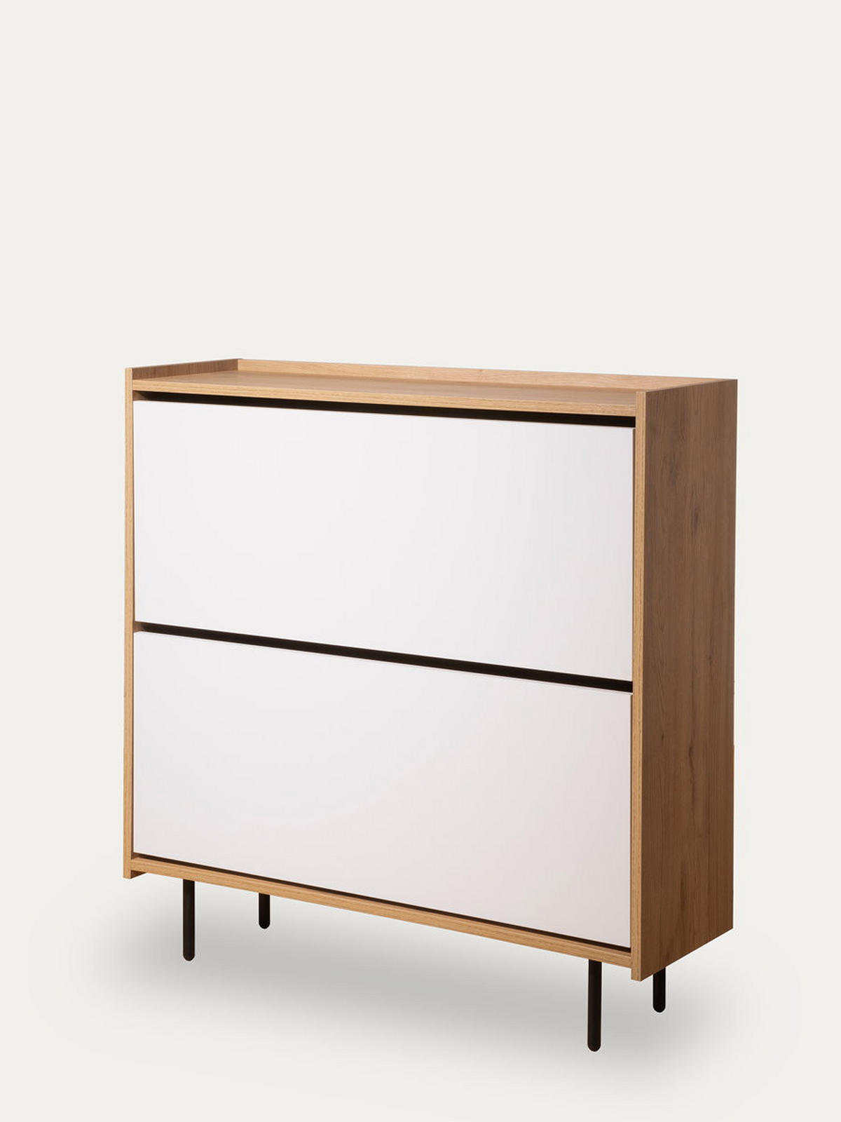 SCHUHKIPPER Nadine Natur - Weiß 97.5 cm x 98.5 cm - Braun, Holzwerkstoff (97/98/30cm) - Kenay Home