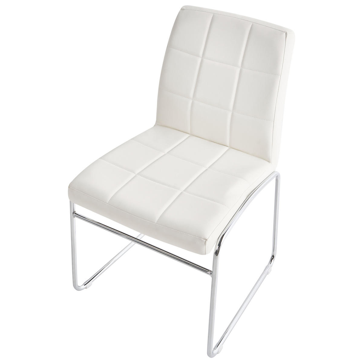ESSZIMMERSTUHL 2er-Set Kunstleder Weiß Kiron - Weiß, Textil/Metall (50/84/54cm) - Beliani