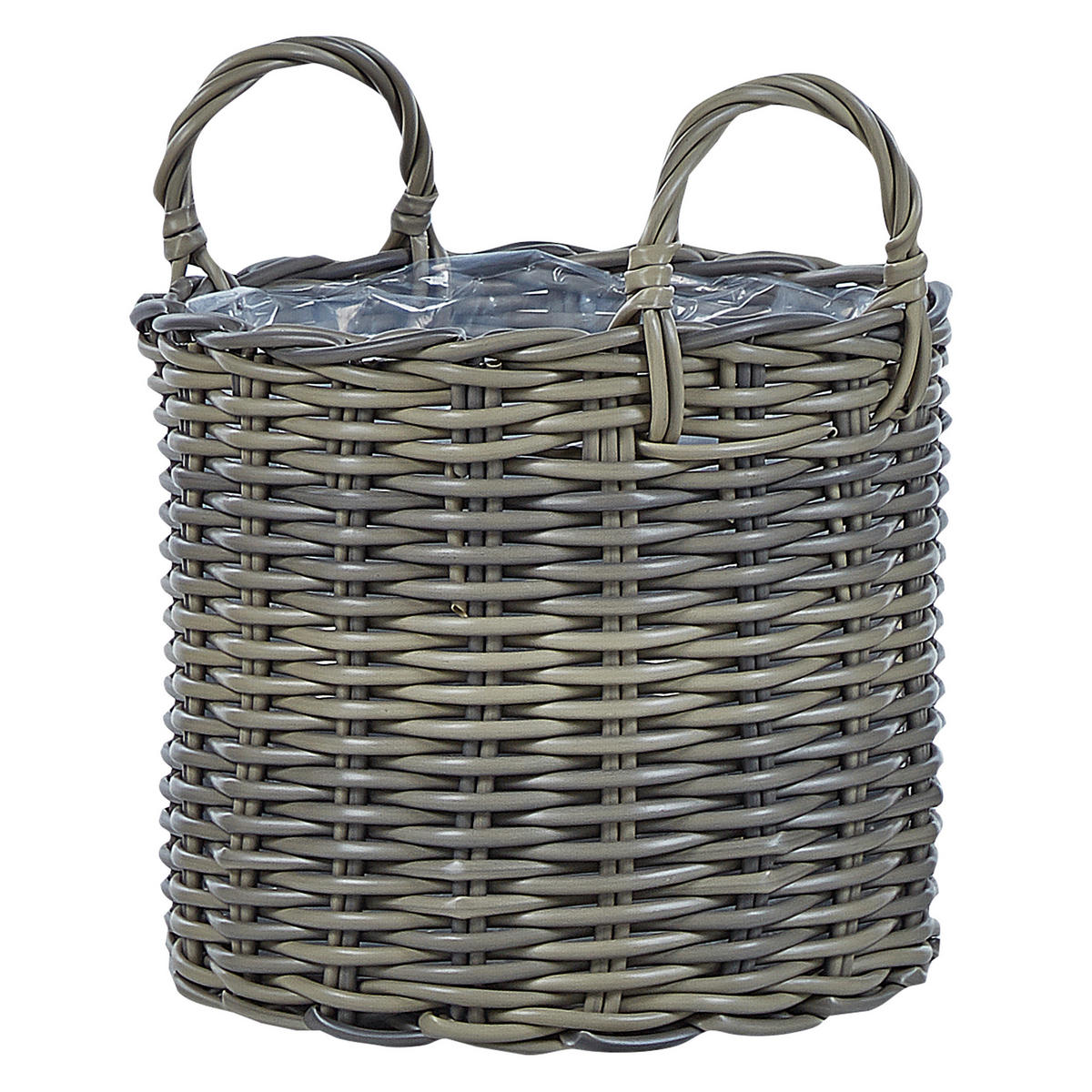 BLUMENKORB 3er-Set Rattan taupe rund 40-37/35-31/29-24 cm Nikiti - Braun, Kunststoff (45cm) - Beliani