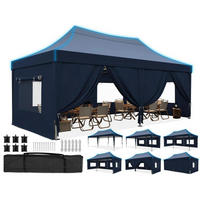 FALTPAVILLON 3x6m wasserdicht mit Seitenwänden Blau - Blau, Textil (585/310/293cm)