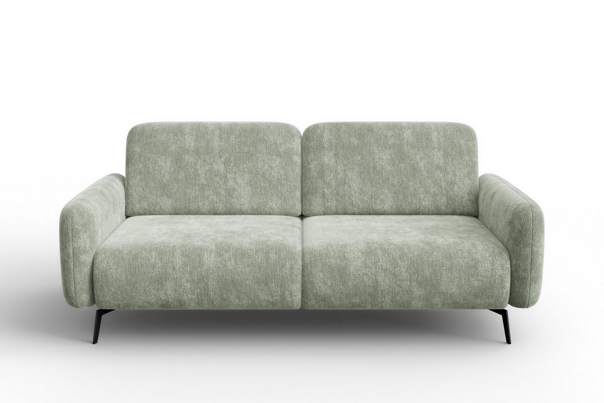 SOFA FEBE 3-Sitzer, hellgrüner Chenille-Stoff - Schwarz/Hellgrün, Holz/Textil (190/82/96cm) - Wozimo