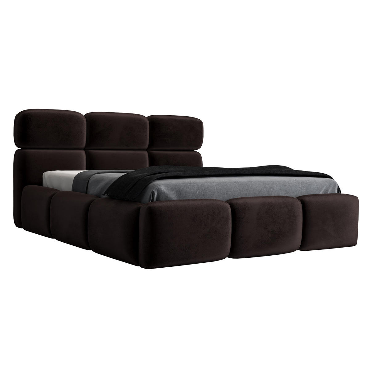 POLSTERBETT MAROKO-OM 160 x 200 Dunkelbraun - Dunkelbraun, Textil (160/200cm) - A&J MöbelLand