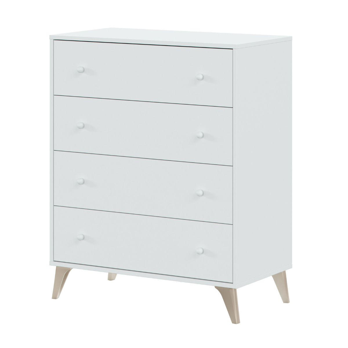KOMMODE 4 Schubladen Sweet - L95 cm - Weiß, Holzwerkstoff (40/77.5/95cm) - Calicosy