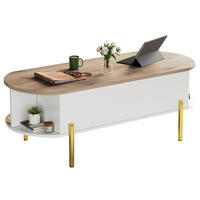 COUCHTISCH aus MDF 120x50x43 cm in Weiß mit höhenverstellbarer Platte - Weiß, Holzwerkstoff (120/50/43cm) - Modfu