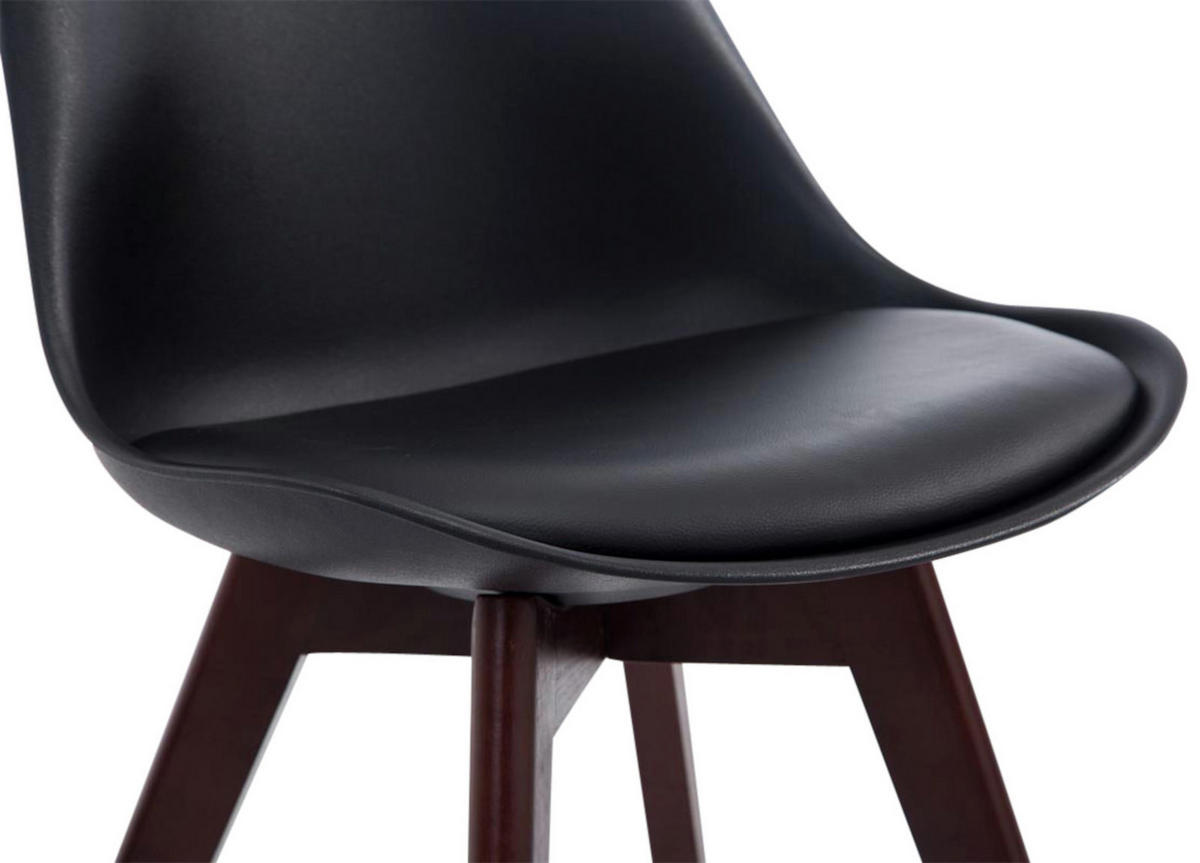 STUHL 4er Set Lederlook schwarz - Walnussfarben/Schwarz, Holz/Textil (48/84/55cm) - CLP