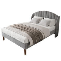 POLSTERBETT 140/200 cm Grau mit Samt und Lattenrost gepolstertes Kopfteil - Grau, Textil (140/200cm) - OKWISH