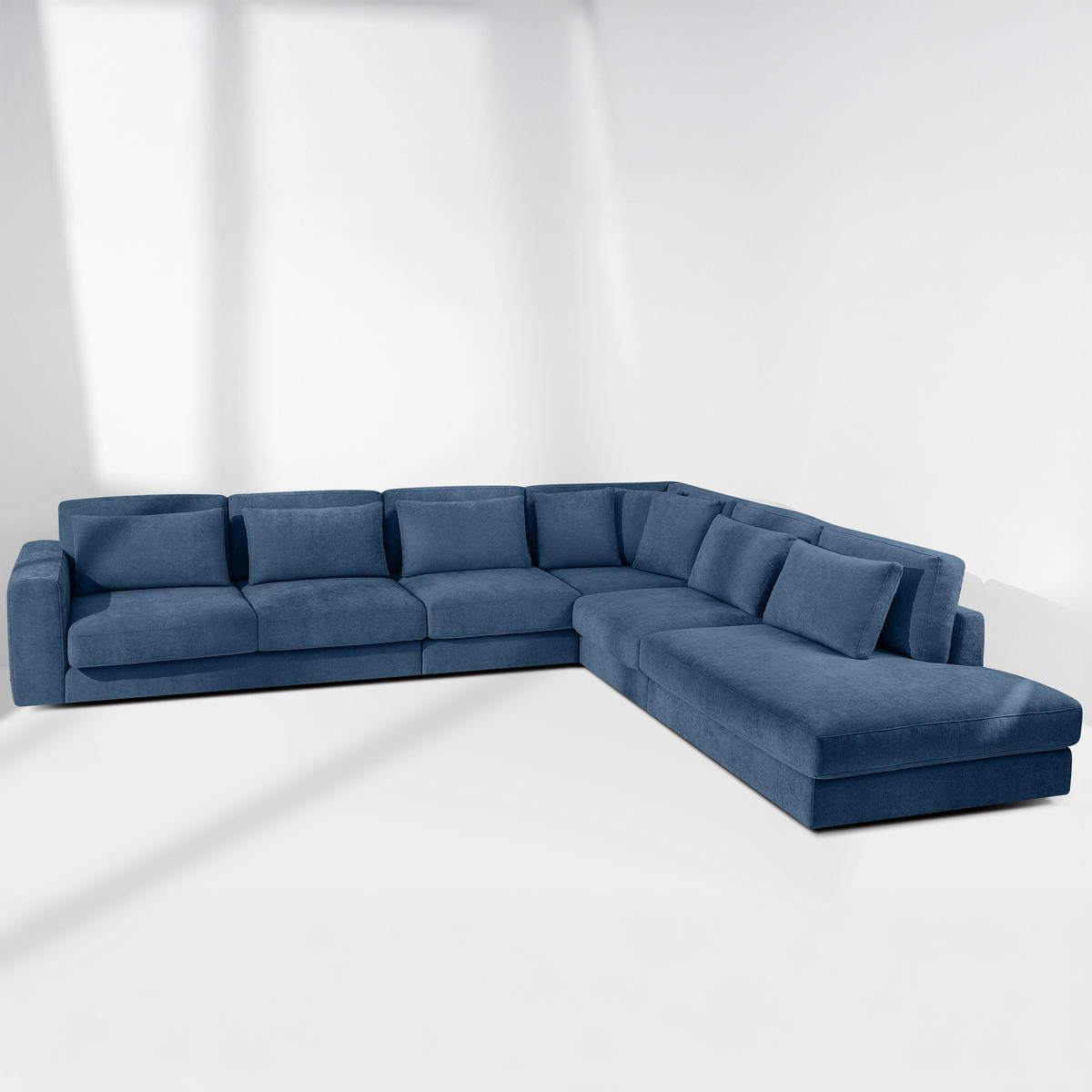 ECKSOFA XL rechts VERUS - Dunkelblau, Holz/Holzwerkstoff (377/328cm) - KONSIMO®