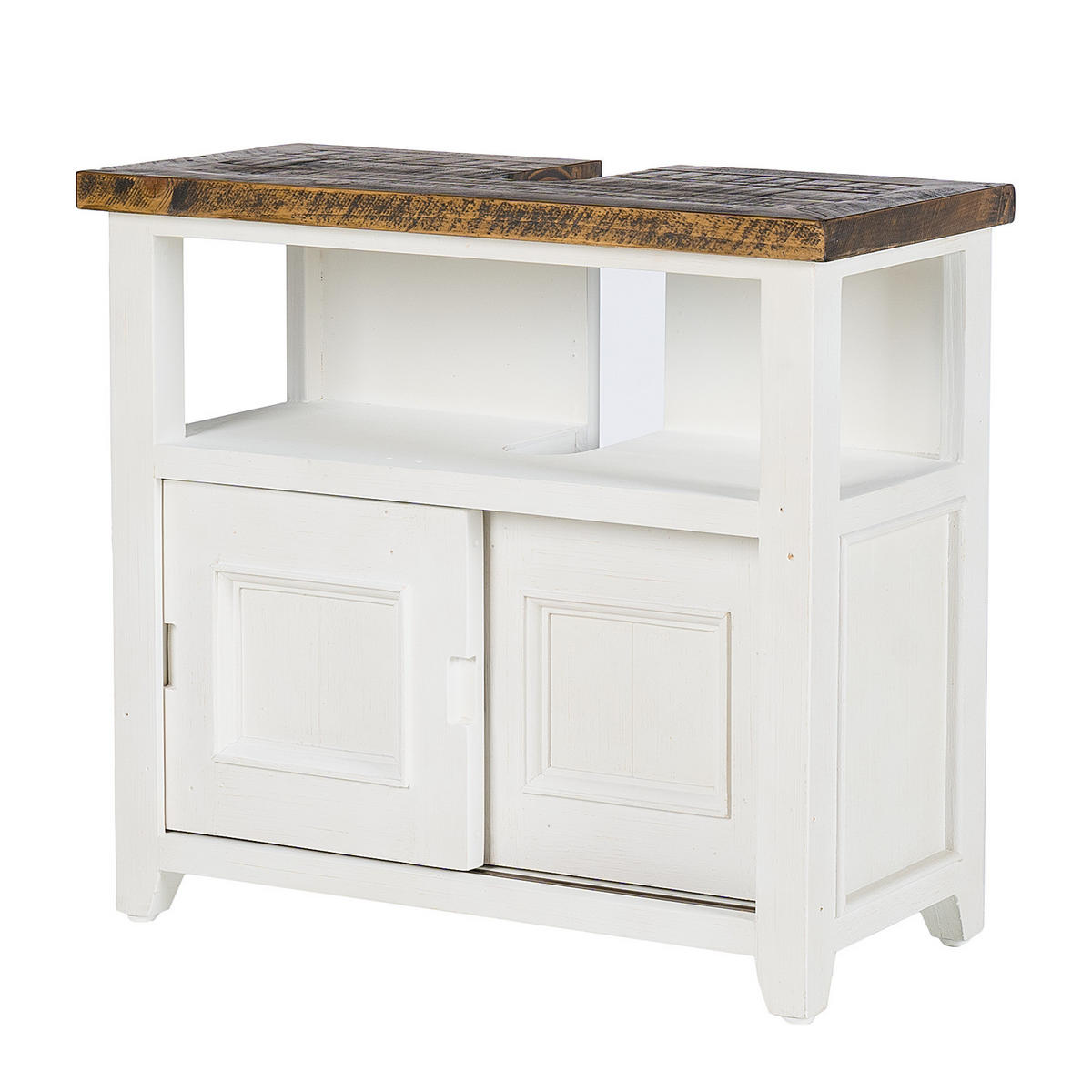 WASCHBECKENUNTERSCHRANK - Kiefer massiv - Weiß, Holz (75/68/35cm) - home24