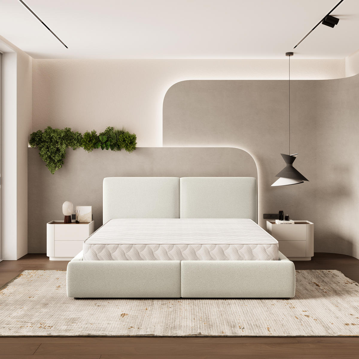 ČALOUNĚNÁ Postel FELURO 200x200 cm Krémová - krémová, kompozitní dřevo/textil (200/200cm) - MASSENO