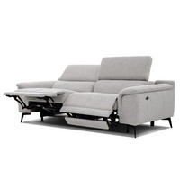 RELAXSOFA FIERO 3-Sitzer mit 2 Relaxfunktionen, hellgrau - Hellgrau/Schwarz, Holzwerkstoff/Textil (212/82/103cm) - Courtois Laville