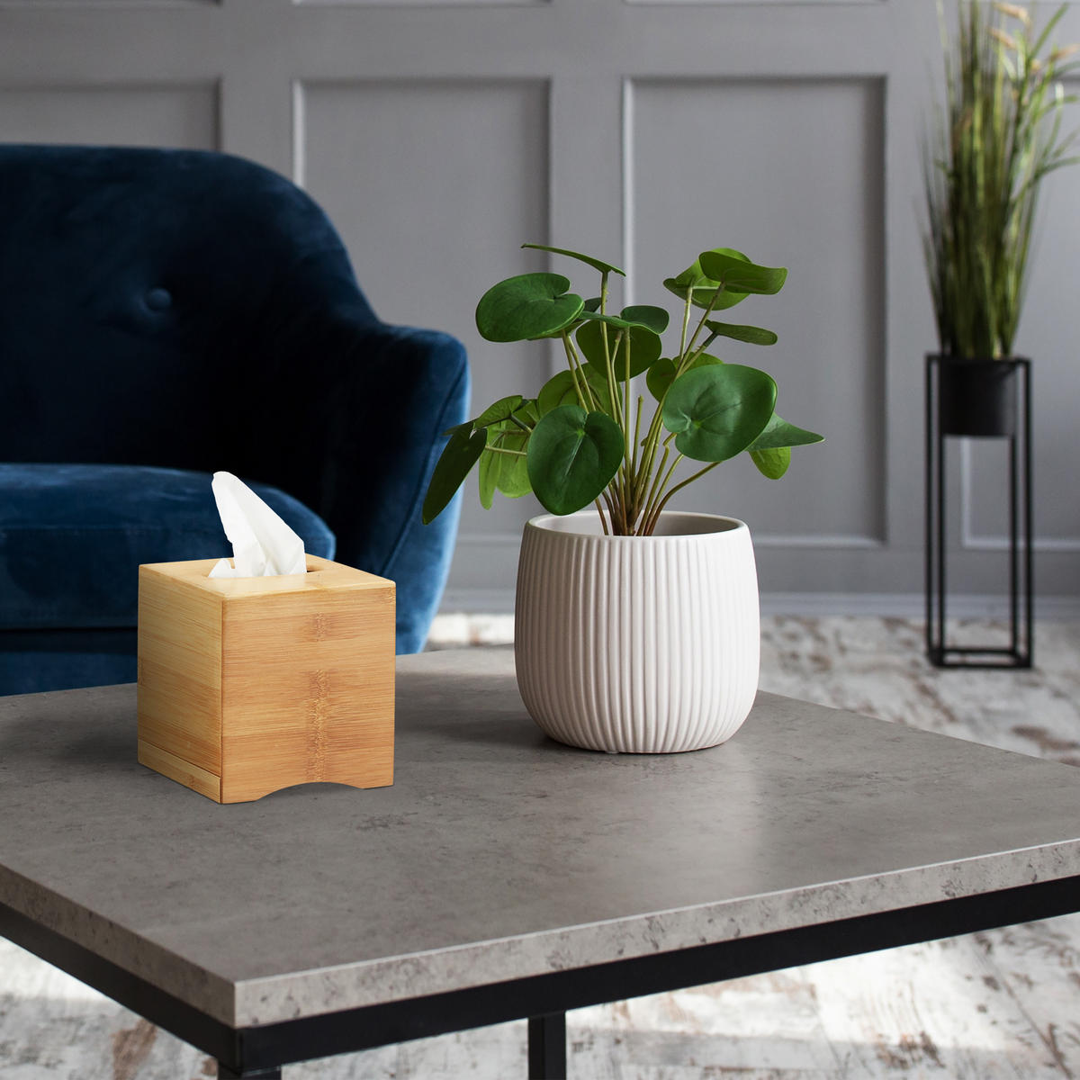 KOSMETIKTÜCHERBOX quadratisch - Hellbraun, Holz (14.5/14.5/15.5cm) - Relaxdays