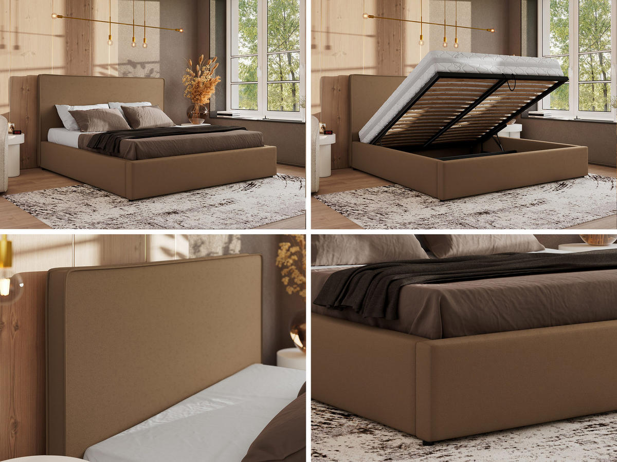 POLSTERBETT CORIVO CLASSIC 140/200 - Braun Kunstleder - Schaum-Matratze - Braun, Textil (140/200cm) - MKS