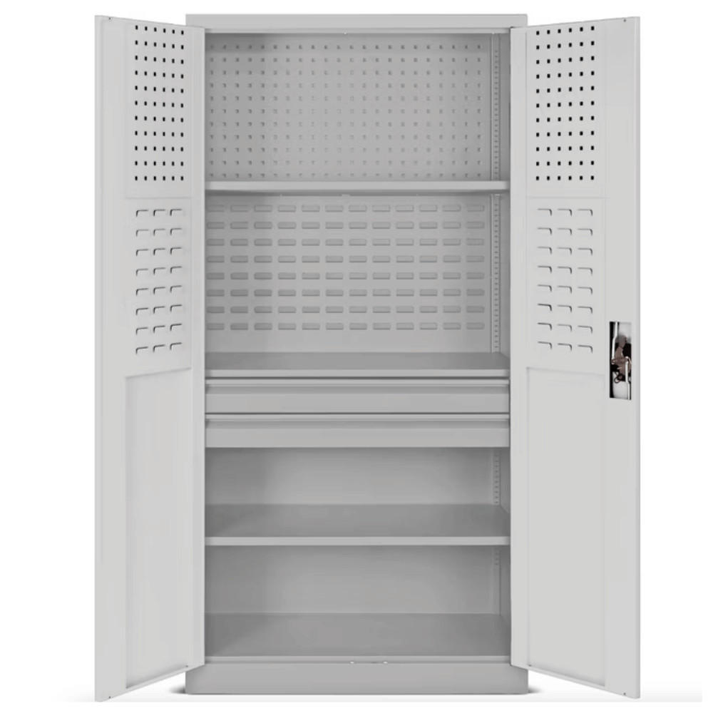 WERKZEUGSCHRANK mit Lochwand AESO 185x92x50cm Grau - Grau, Metall (92/185/50cm) - DELUKE