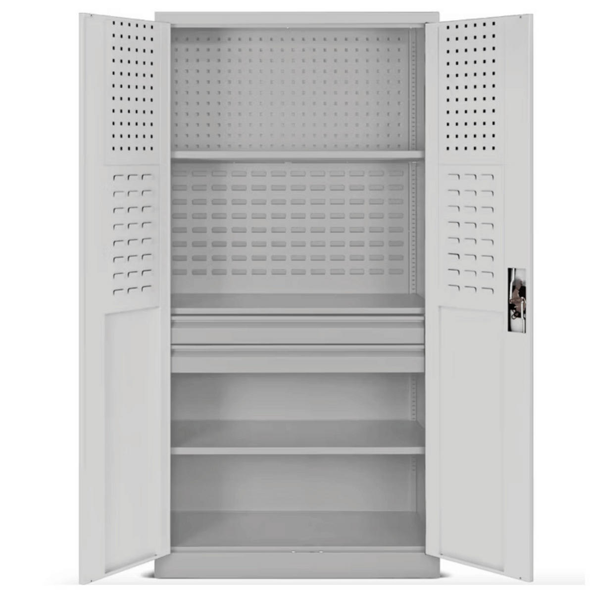 WERKZEUGSCHRANK mit Lochwand AESO 185x92x50cm Grau - Grau, Metall (92/185/50cm) - DELUKE