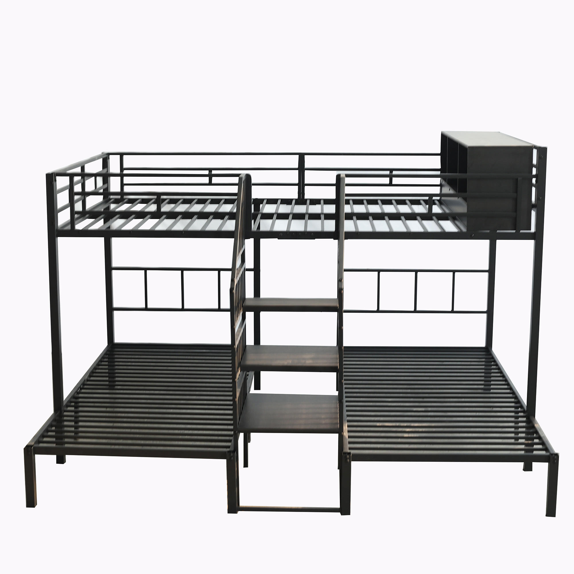 ETAGENBETT Metall Schwarz 90x200/140x200 cm 3-tlg. - Schwarz, Metall (90/200cm) - ComfortXL