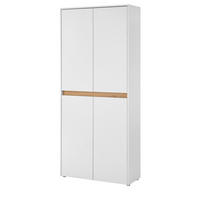 SCHUHSCHRANK weiß matt, Eiche Wotan 85 x 195 cm, Flurschrank 4-türig - Eiche Wotan/Schwarz, Holzwerkstoff/Kunststoff (85/195/35cm) - Furn.Design