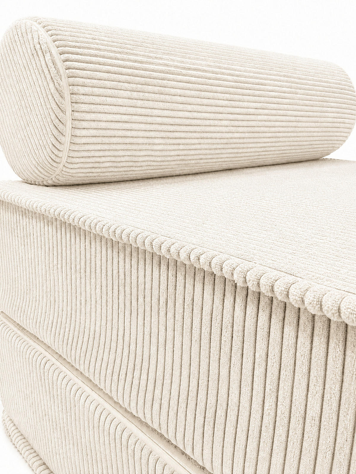 SCHLAFSESSEL ausklappbar, modularer Bodensessel mit Rückenrolle in Creme - Creme, Textil (80/62/95cm) - SURB