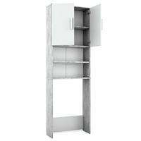 TOILETTENSCHRANK Beton/Weiß 64 x 190 cm mit 2 Türen - Weiß/Grau, Holzwerkstoff (64/190/26cm) - Vicco