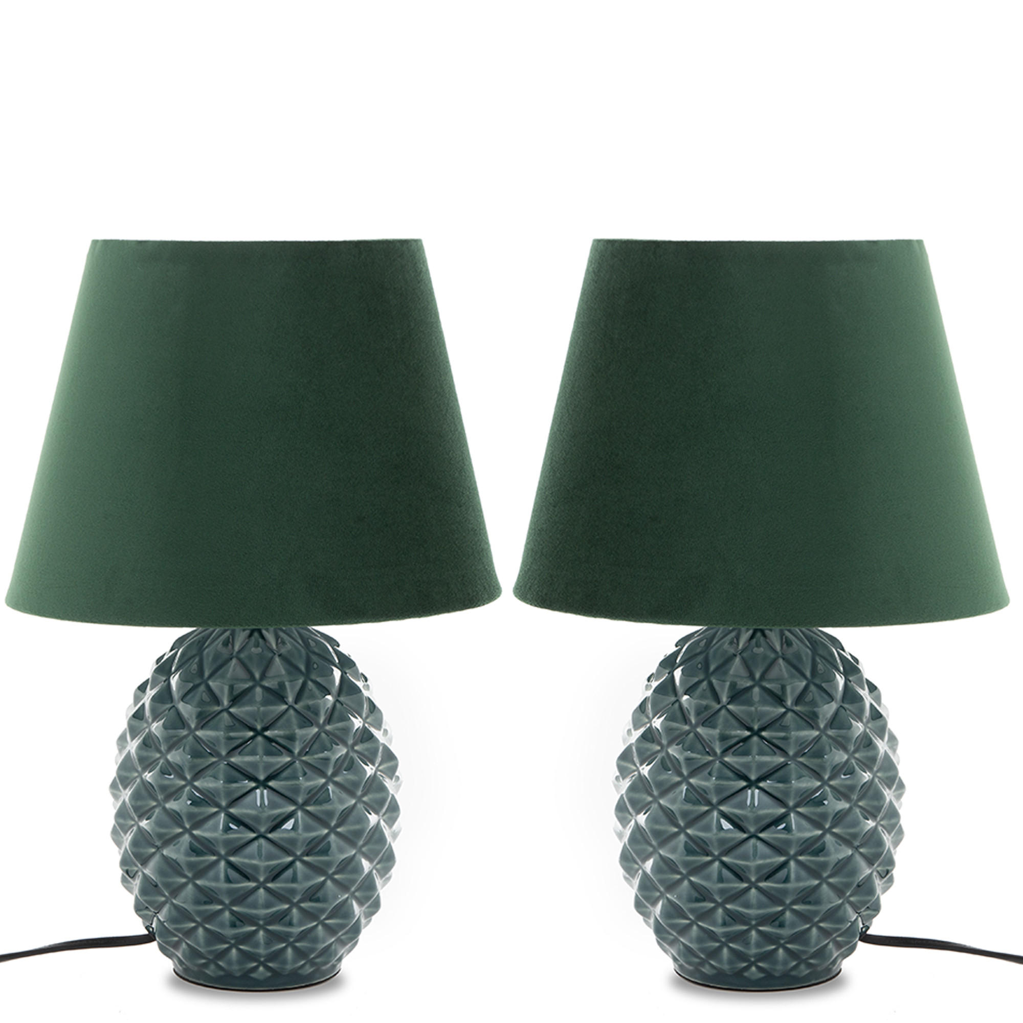 TISCHLEUCHTE FRUCTU, Tischlampe, 2-er Set, Grün - Grün, Keramik/Textil (25/25/38cm) - KONSIMO®