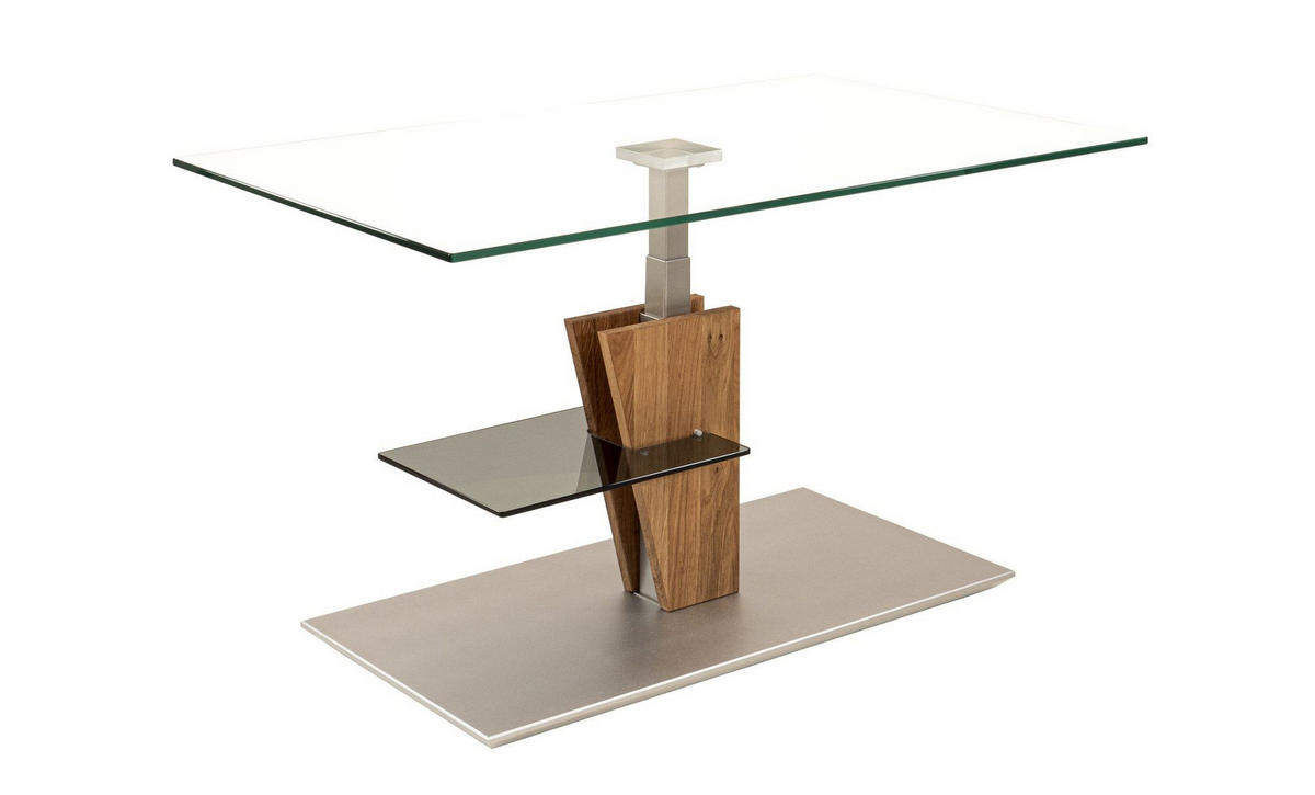 COUCHTISCH höhenverstellbar Catreen 100x60x47 Wildeiche/Klarglas - Wildeiche/Transparent, Glas (100/60/47cm) - 58aufmkessel