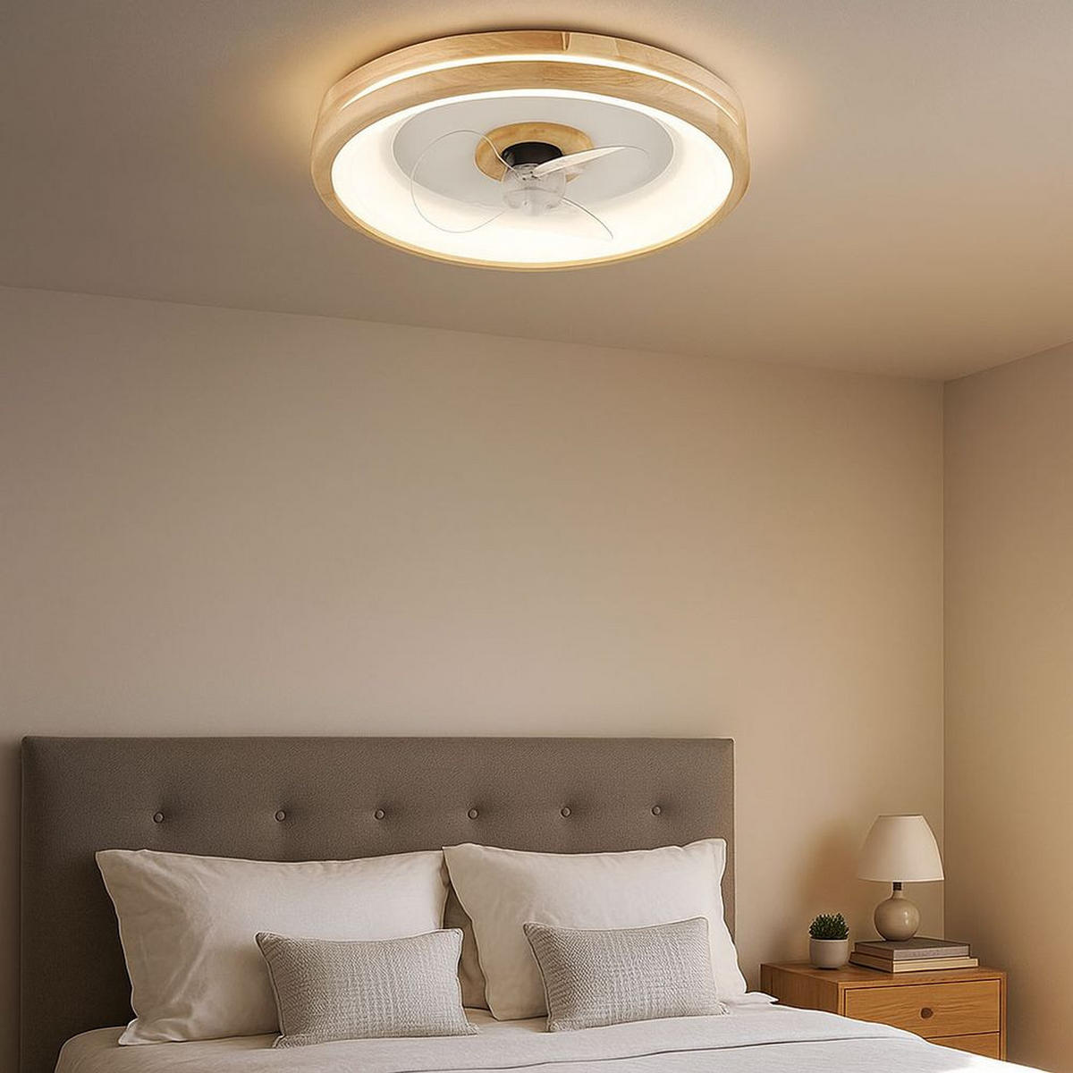 LED DECKENLEUCHTE Braun Holzoptik - Braun, Holz (50/50/12.5cm) - Globo Lighting