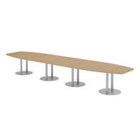 KONFERENZTISCH XXL KT52 130/520/74 cm in Eichefarben/Säule in Silberfarben - Eichefarben/Silberfarben, Holzwerkstoff (130/520/74cm) - bümö