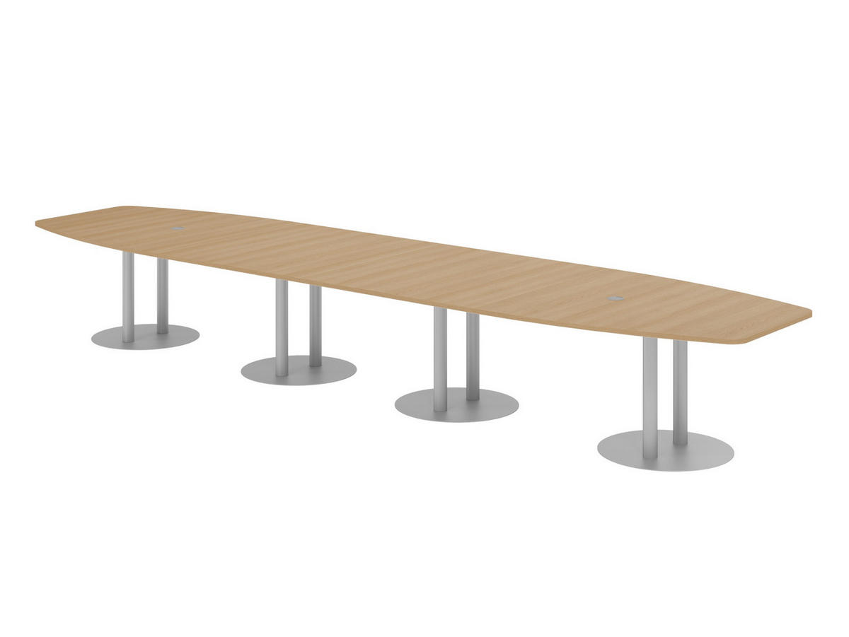 KONFERENZTISCH XXL KT52 130/520/74 cm in Eichefarben/Säule in Silberfarben - Eichefarben/Silberfarben, Holzwerkstoff (130/520/74cm) - bümö