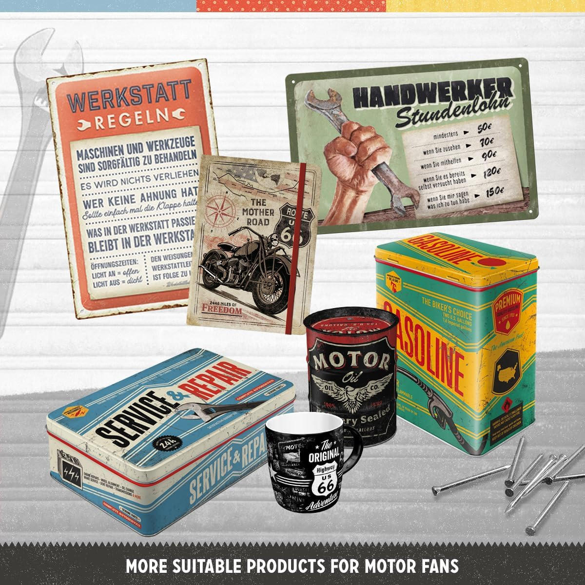 NOSTALGIC-ART - Blechschild 20 x 30cm - Werkstattregeln - Multicolor, Metall (20/30/0.2cm) - Nostalgic-Art