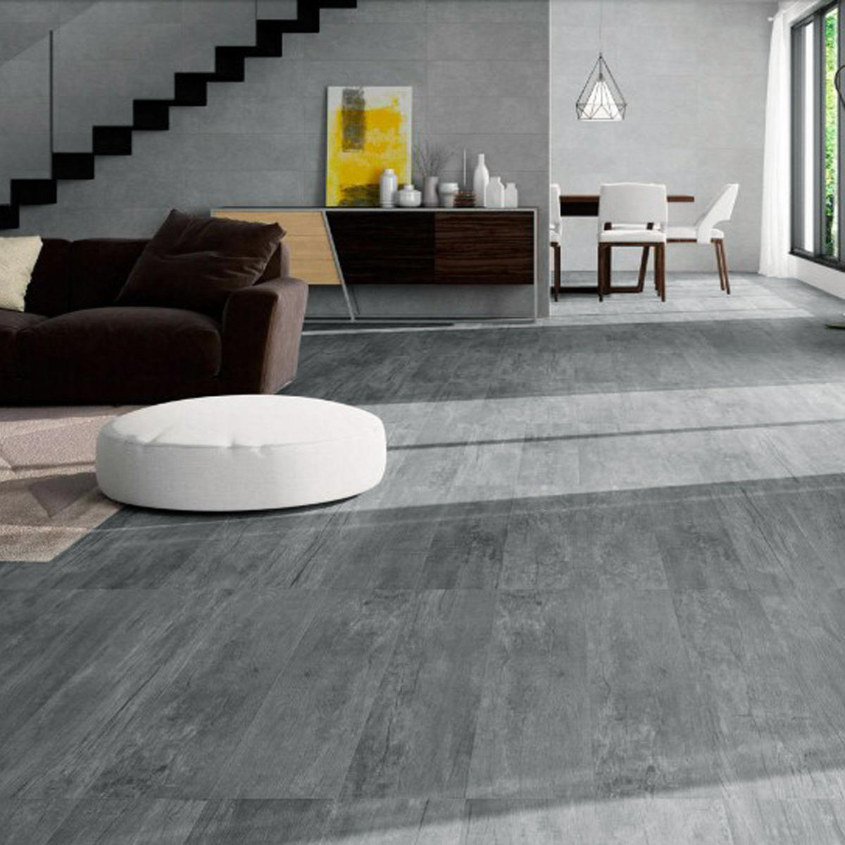 VINYLBODEN 5m²/36-TLG. selbstklebend PVC - Dunkelgrau, Kunststoff (0.2/91.5/15.2cm) - Livingandhome