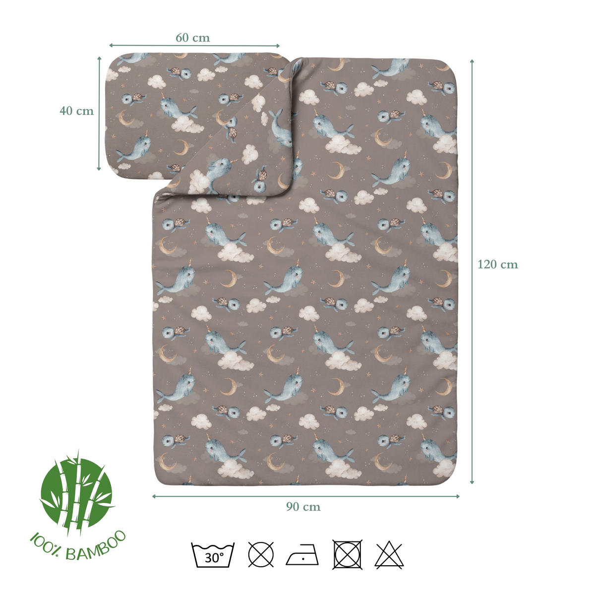 BAMBUSOVA posteljnina za dojenčke Kiti - rjava, tekstil (90/120cm) - waldin
