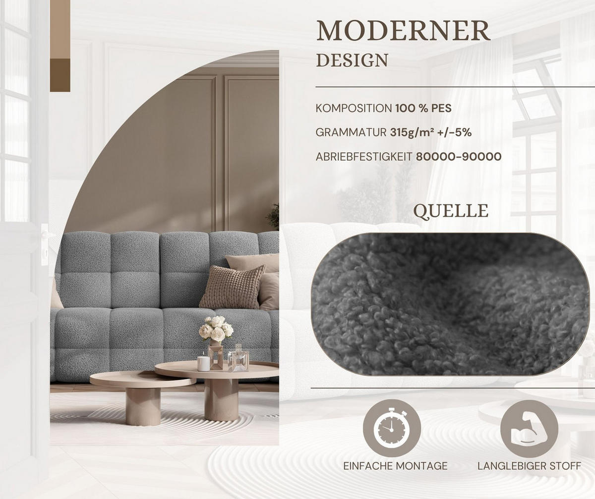 SCHLAFSOFA MOLLY mit Bettkasten, Stoff Dunkelgrau - Dunkelgrau, Textil (248/92/93cm) - Idohome